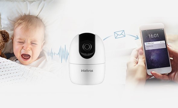 Notificação de alerta de ruído no celular via aplicativo Mibo Cam