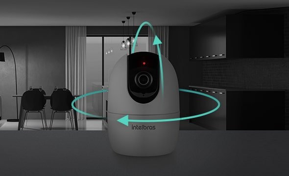 Câmera Mibo com rotação 360 graus capturando ambiente completo do quarto do bebê