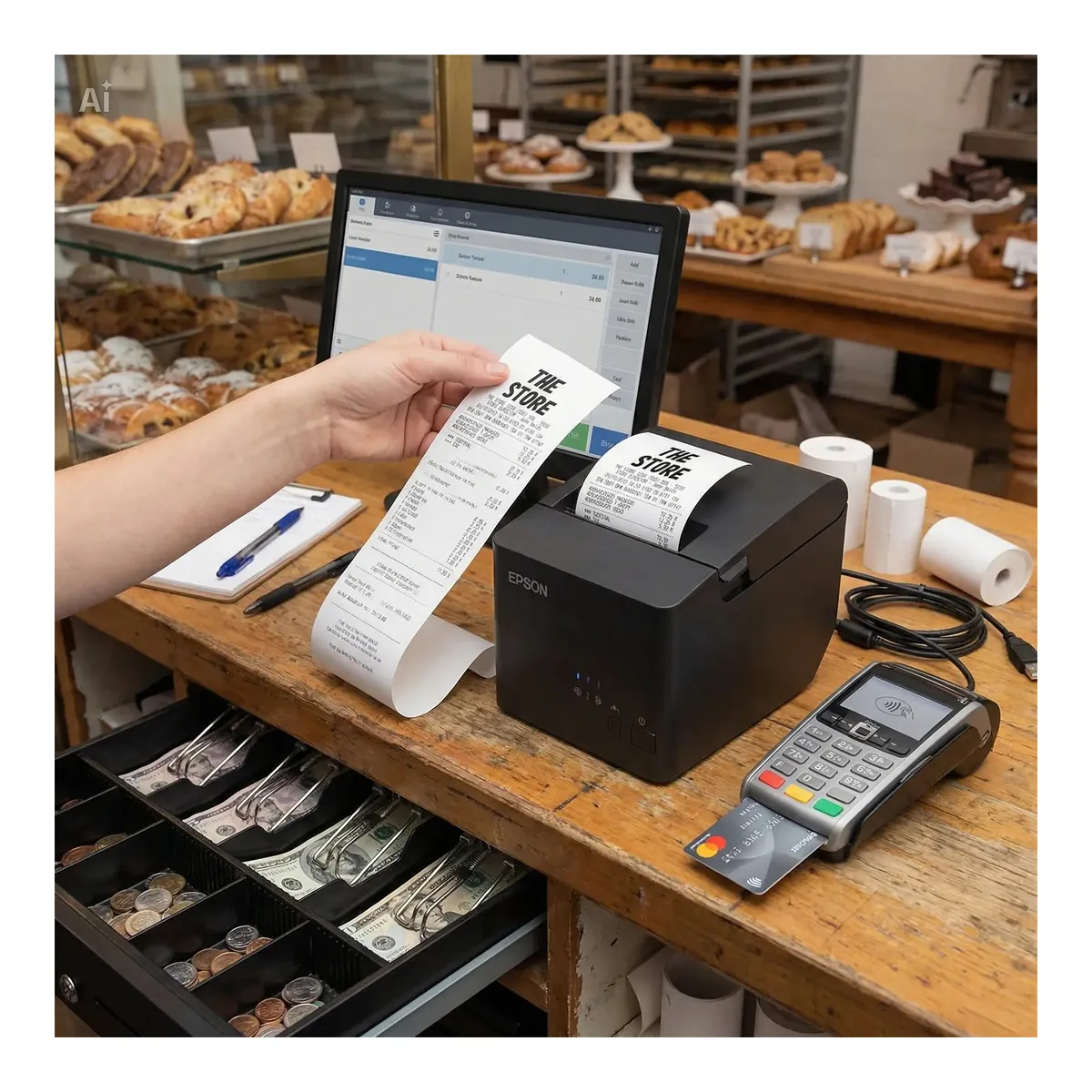 Impressora térmica Epson TM-T20X II rápida e confiável para PDV com velocidade de 250mm/s e guilhotina automática